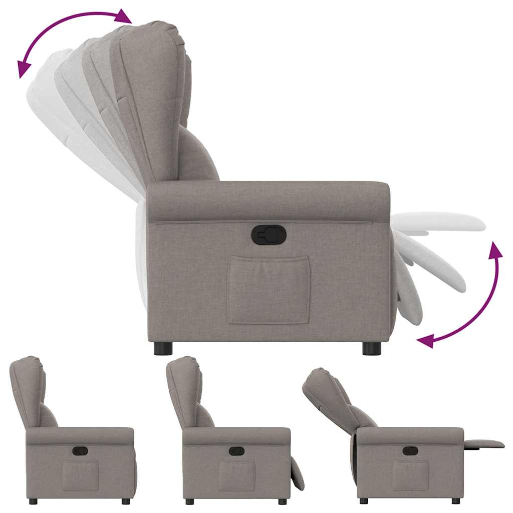 Fauteuil de télévision | Fauteuil inclinable Taupe Tissu CFW957687 - 6