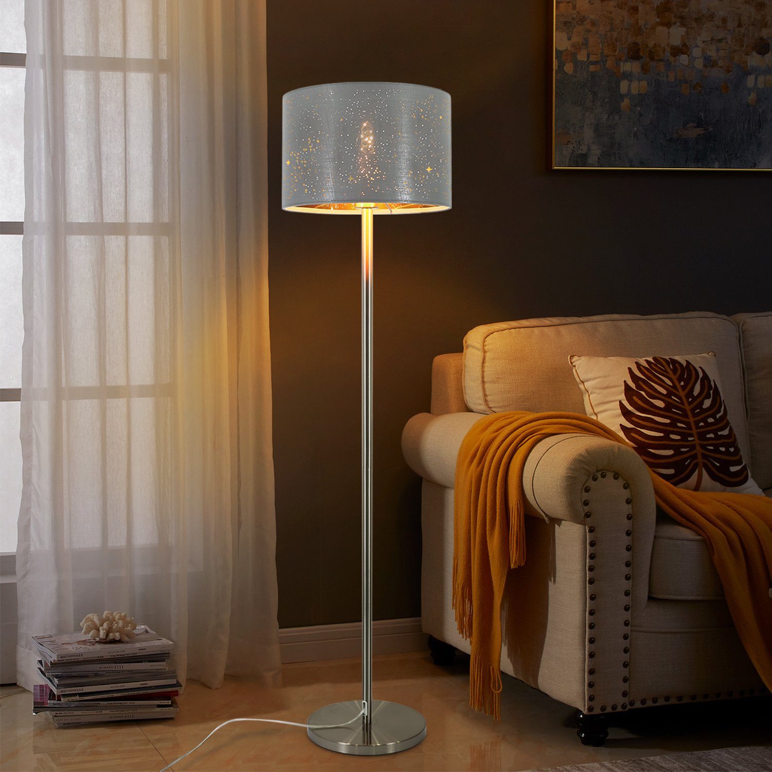 Depuley - Lampada da terra a LED per soggiorno, in cristallo, moderna, con base, 9 W, 3000 K, luce bianca calda, decorativa, adatta per camera da letto, sala da pranzo, soggiorno, ufficio