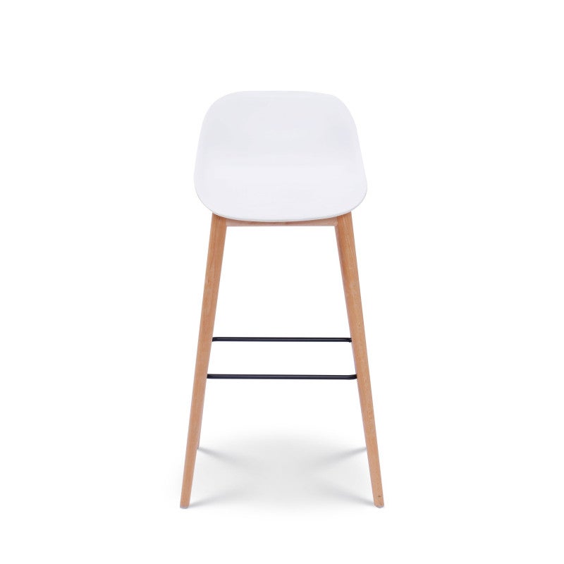Set de 2 Taburetes de Barra Blancos de Estilo Escandinavo con Patas de Madera Natural - Altura 66 cm - 3