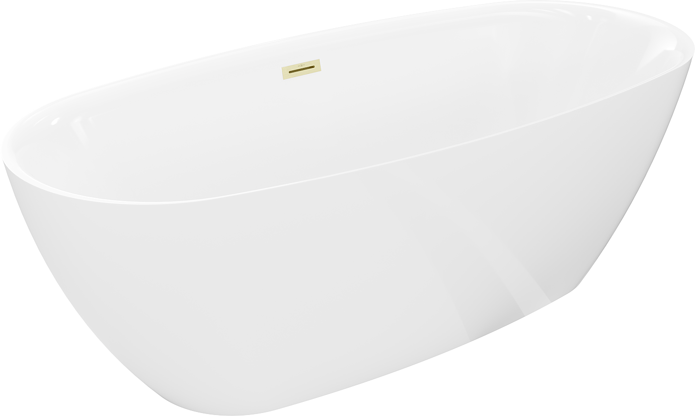 Mexen Luvo Slim wanna wolnostojąca 170 x 75 cm, biała, przelew złoty szczotkowany - 52801707500-55