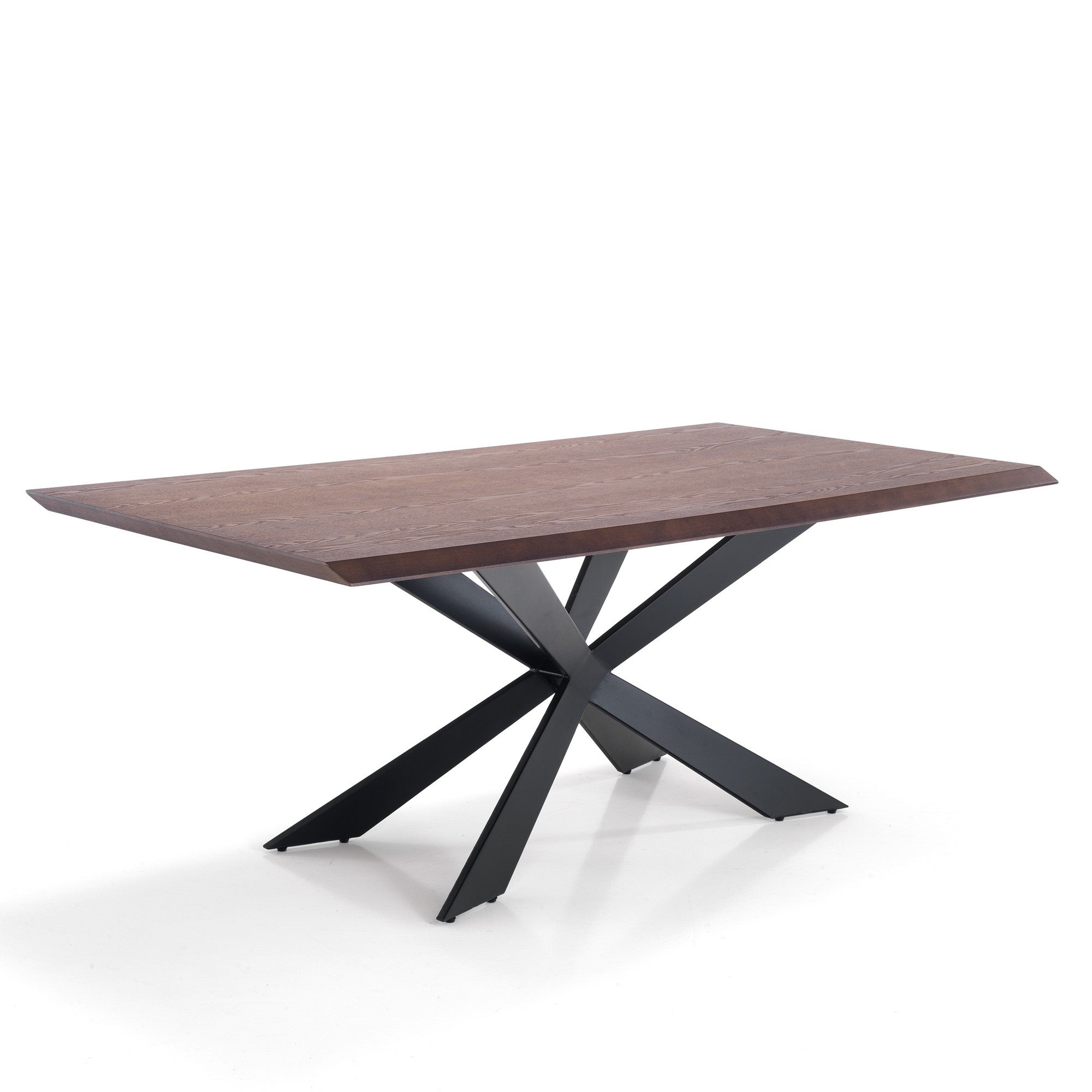 Stół stały TIPS z płyty MDF w kolorze ciemnego orzecha i czarnej metalowej podstawy H76 W200 D100 do salonu