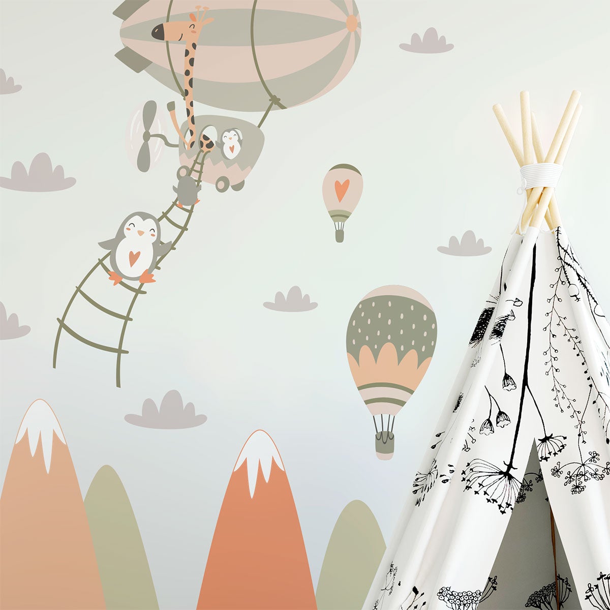 Adesivo bambino di montagna scandinavo flourishing animals - Sticker adesivo - adesivi murali - 120x180cm - 7