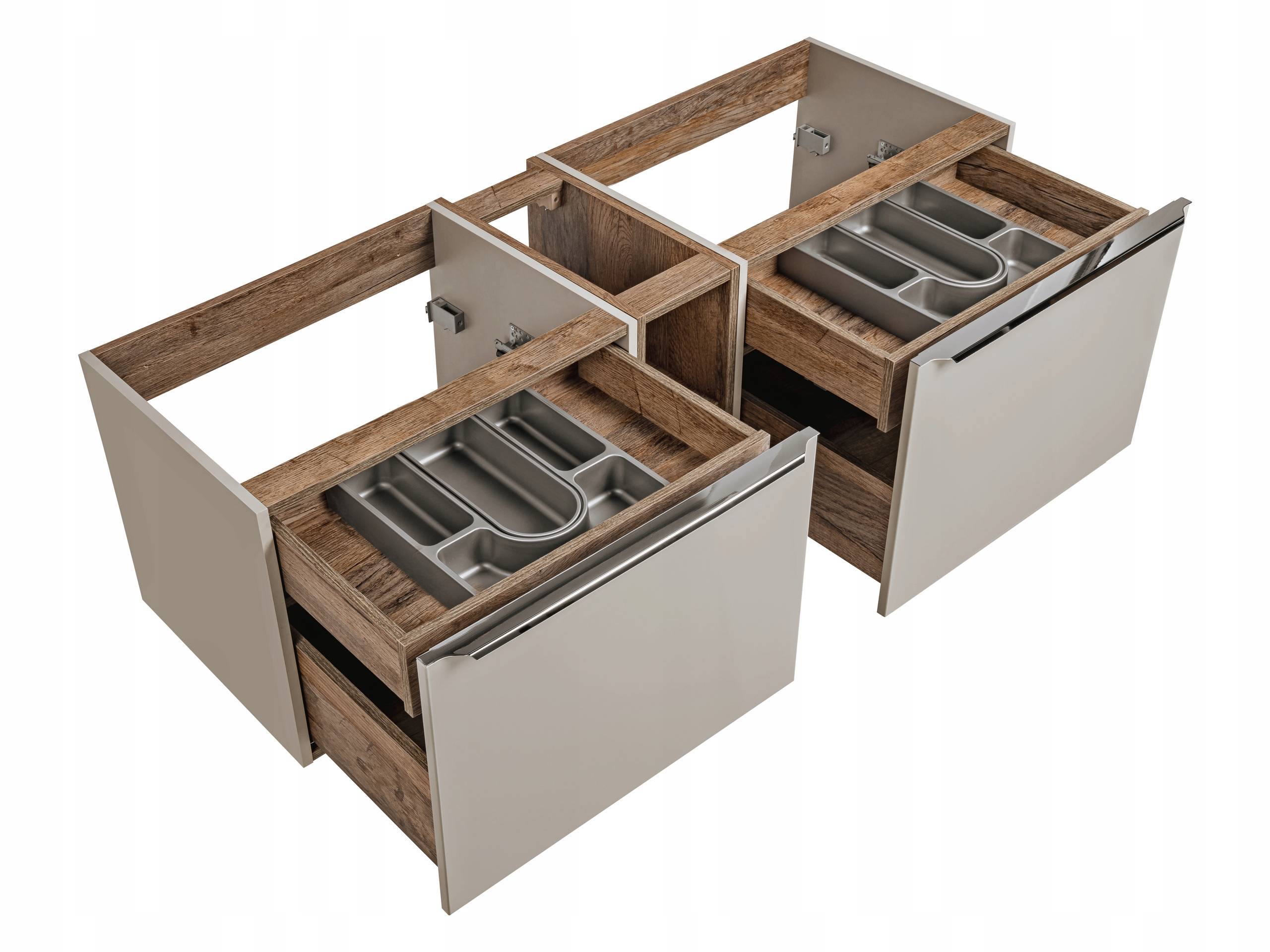 Szafka łazienkowa SANTA FE 140 cm taupe z regałem pod umywalki - 3