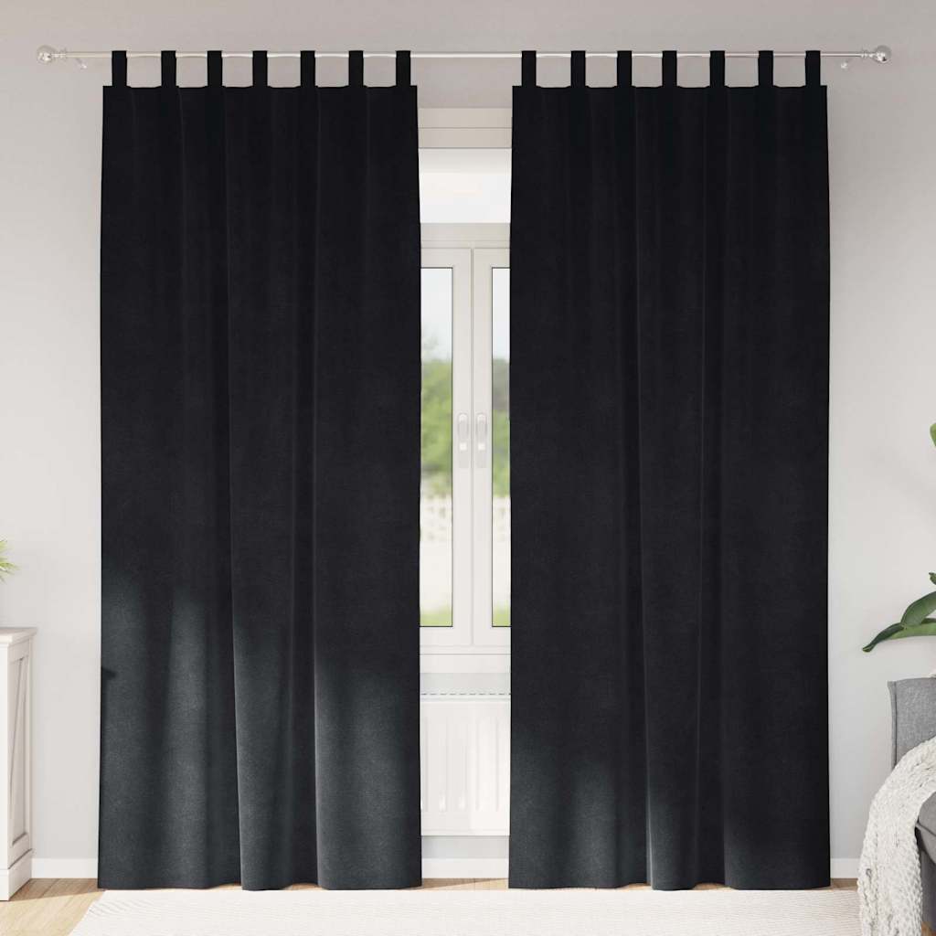 Zasłony zaciemniające 2 pcs Czarny 140 x 260 cm Aksamit vidaXL