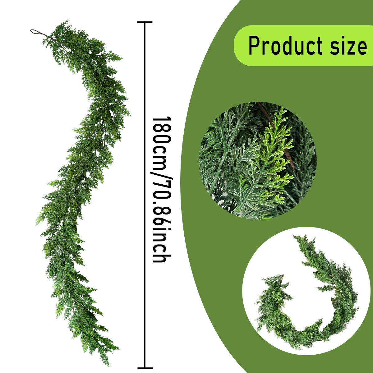 2pcs Ghirlanda di pino a torre natalizia,1,8m,pianta artificiale da appendere alla porta,ghirlanda di rami di pino,fai da te,decorazione per tovaglia - 4