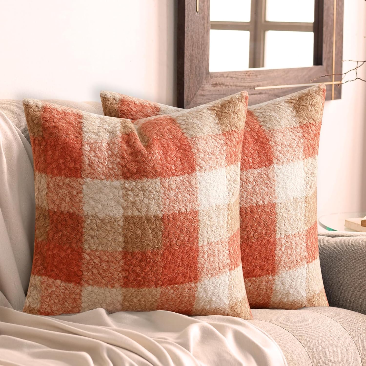 Housses De Coussin D'Automne - Lot De 2, 40x40 Cm, Peluche Douce Motif Feuilles D'Érable, Décoration Saisonnière Canapé