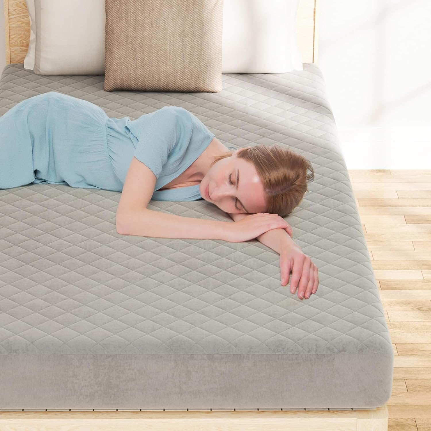 Drap Housse 90x200 cm, Linge de Lit en Velours Super Doux avec Poche Profonde, Rembourrage en Éponge, pour Matelas Épais jusqu'à 41 cm - 2