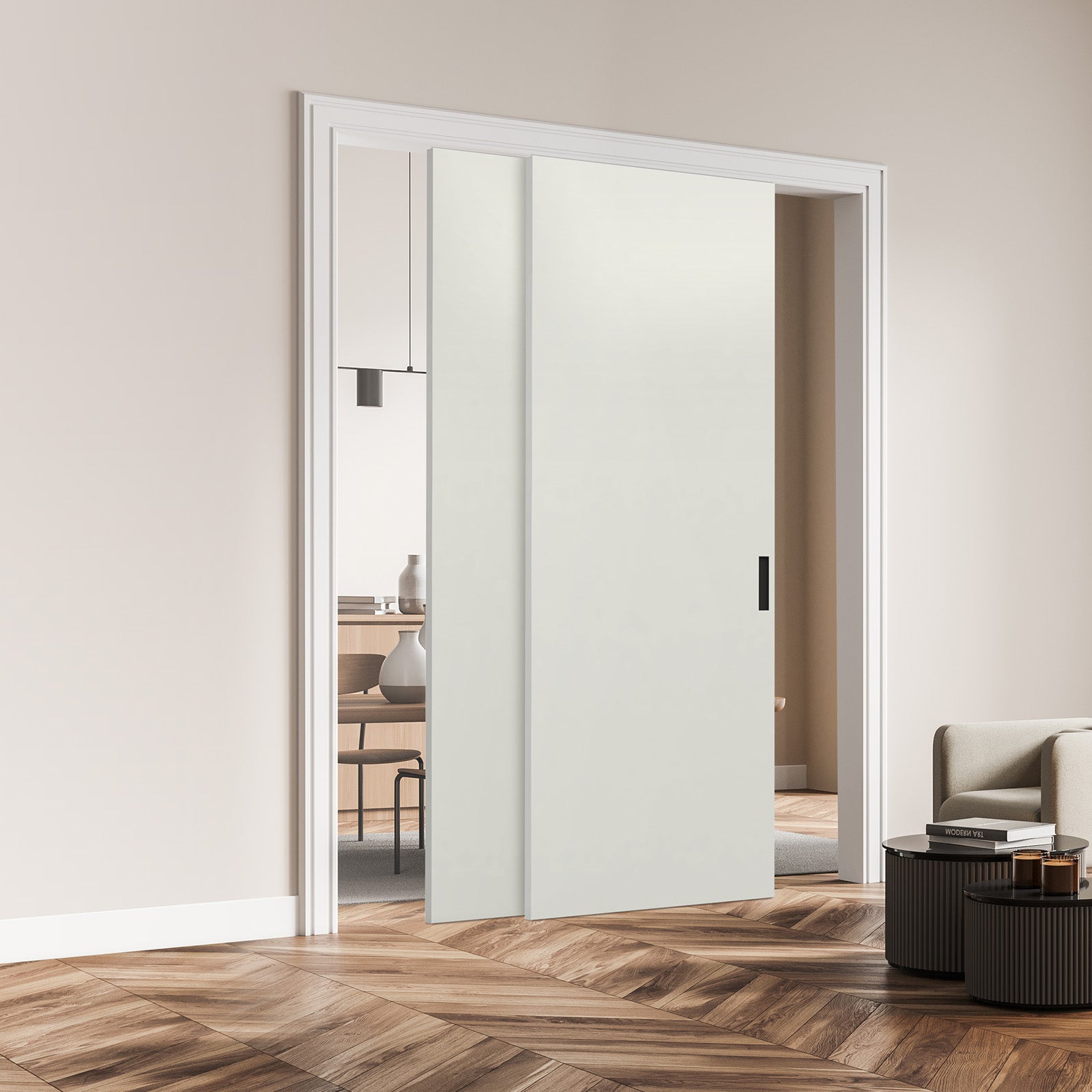 Zestaw prowadnic do drzwi przesuwnych, podwójne szyny, system drzwi przesuwnych 1828 mm VEVOR - 8