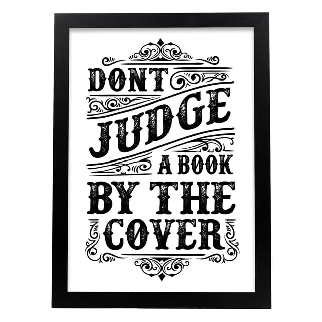 Affiche De Ne Jugez Pas Livre Par Couverture Inspiré Par Citations Cadres Décoratifs Pour Votre Maison Impression D'art Mural A3 Avec Des Cadres Noirs