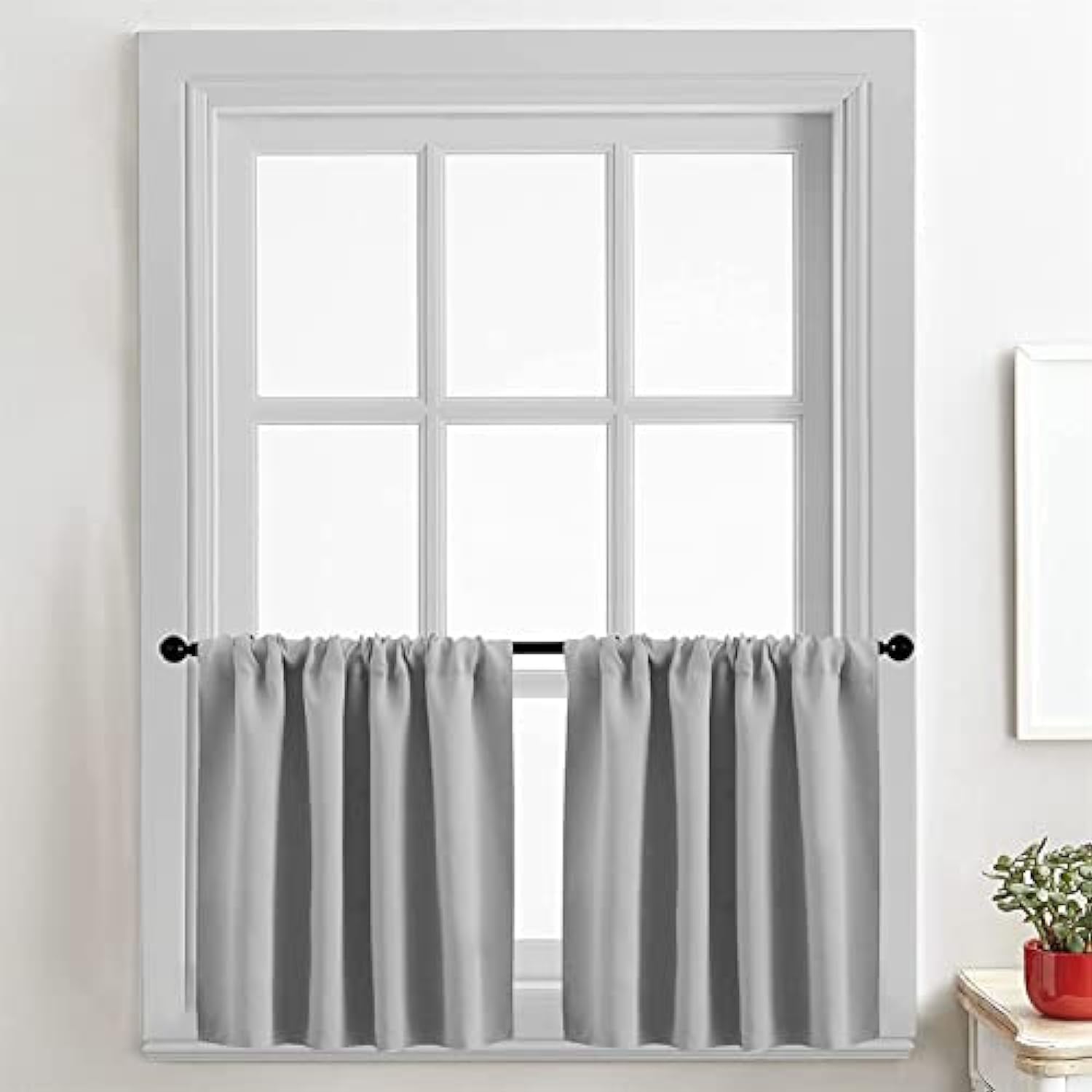 Rideau De Cuisine Bleu Lin - Panneau Court Semi-Transparent H60 X L180 Cm Style Bistrot Rustique