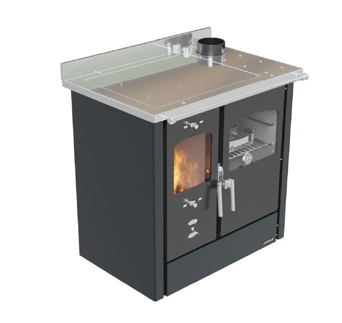Kuchenka opalana drewnem Lincar model Omega 9.33 KW - Kolor Fucile