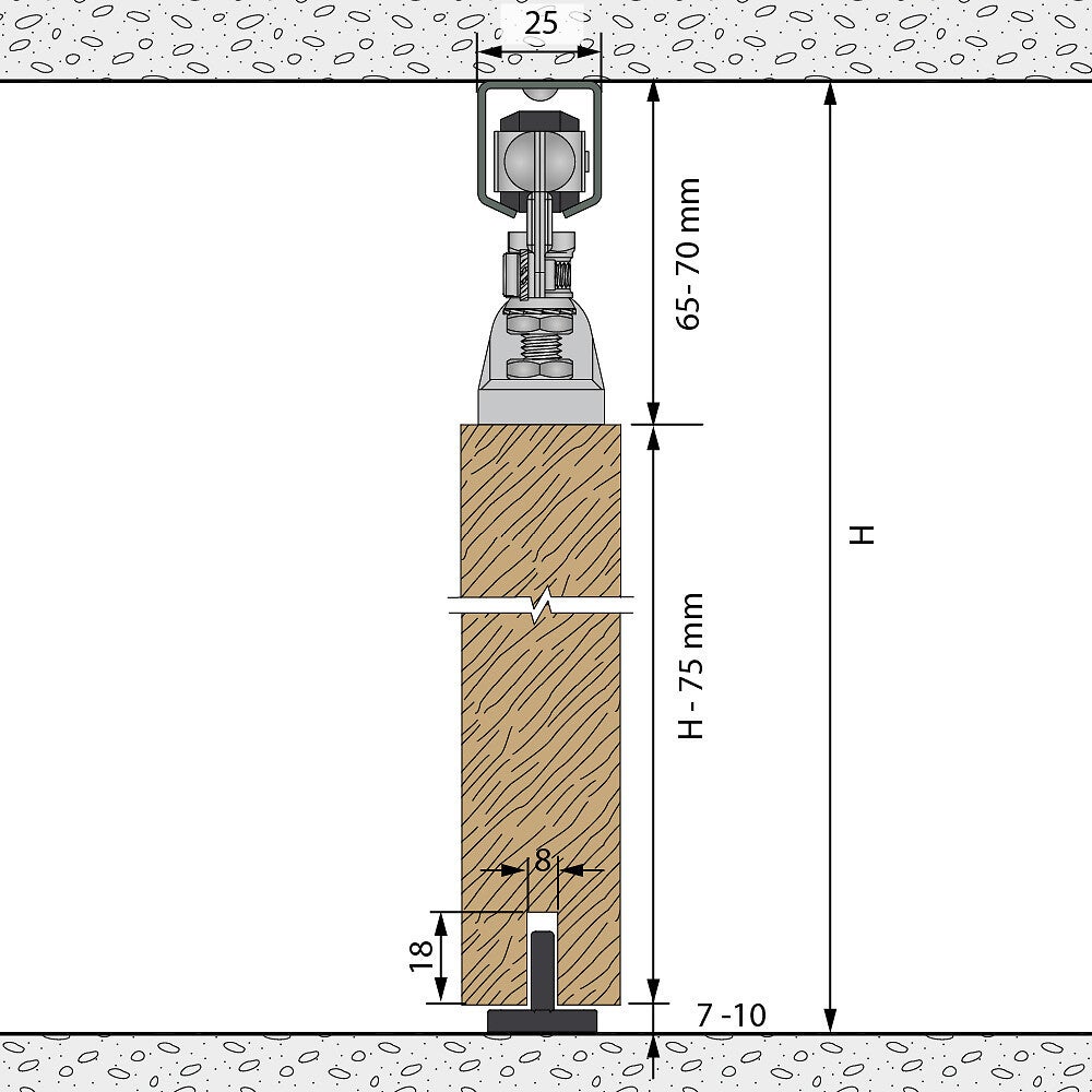 Système coulissant SLID'UP 1300 pour 1 porte extérieure - rail 1,95 m acier galvanisé - 60 kg - 5