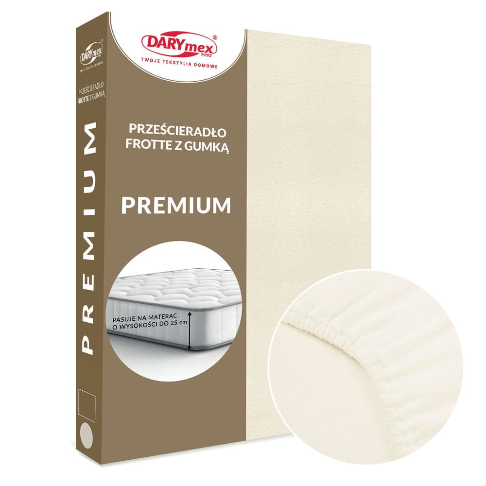 Prześcieradło frotte z gumką 180 x 200 kolor ecru PREMIUM - Darymex