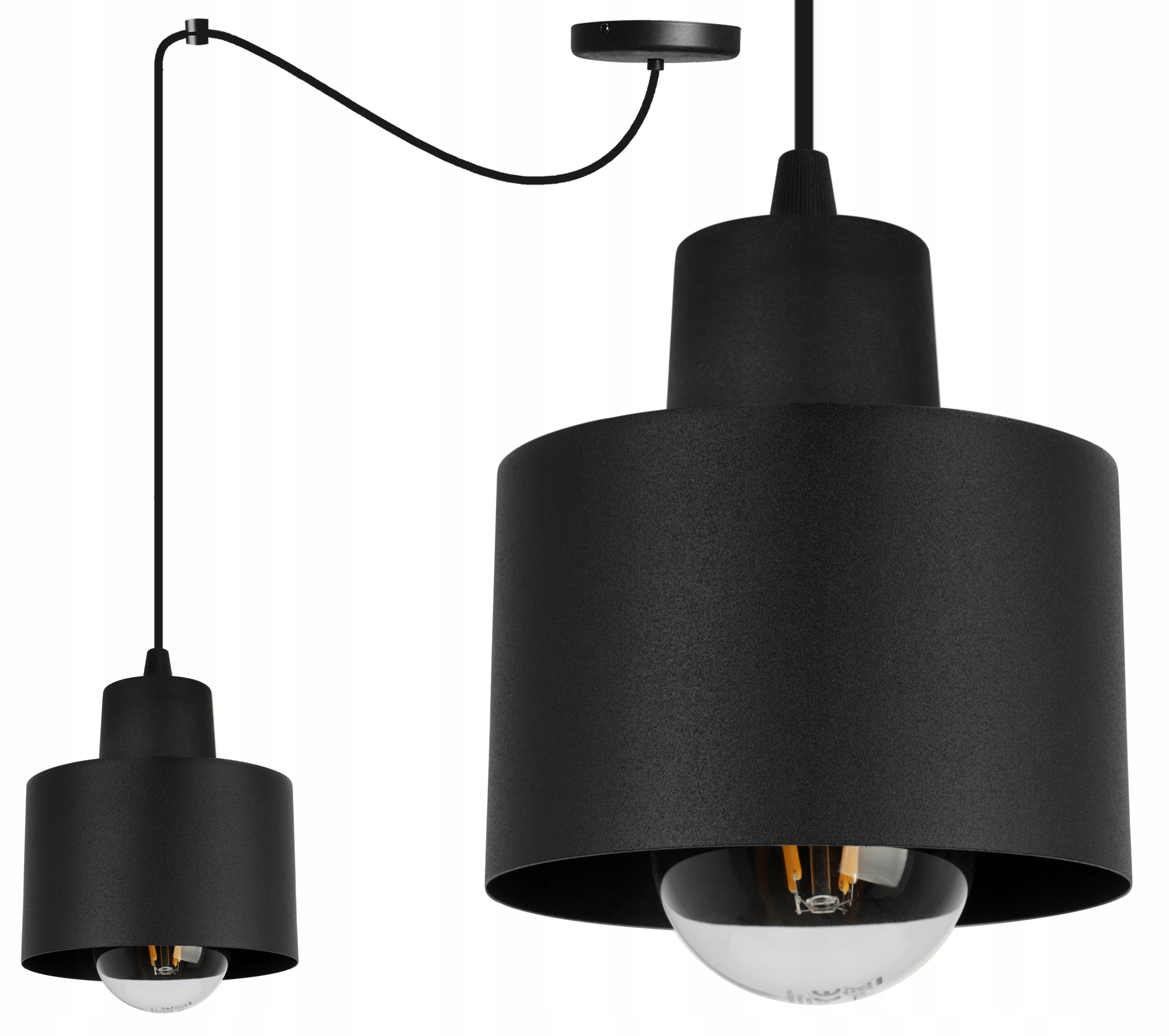 Lampa sufitowa wisząca Spider Panta modern 1xE27 abażur walec czarny Light Home LH