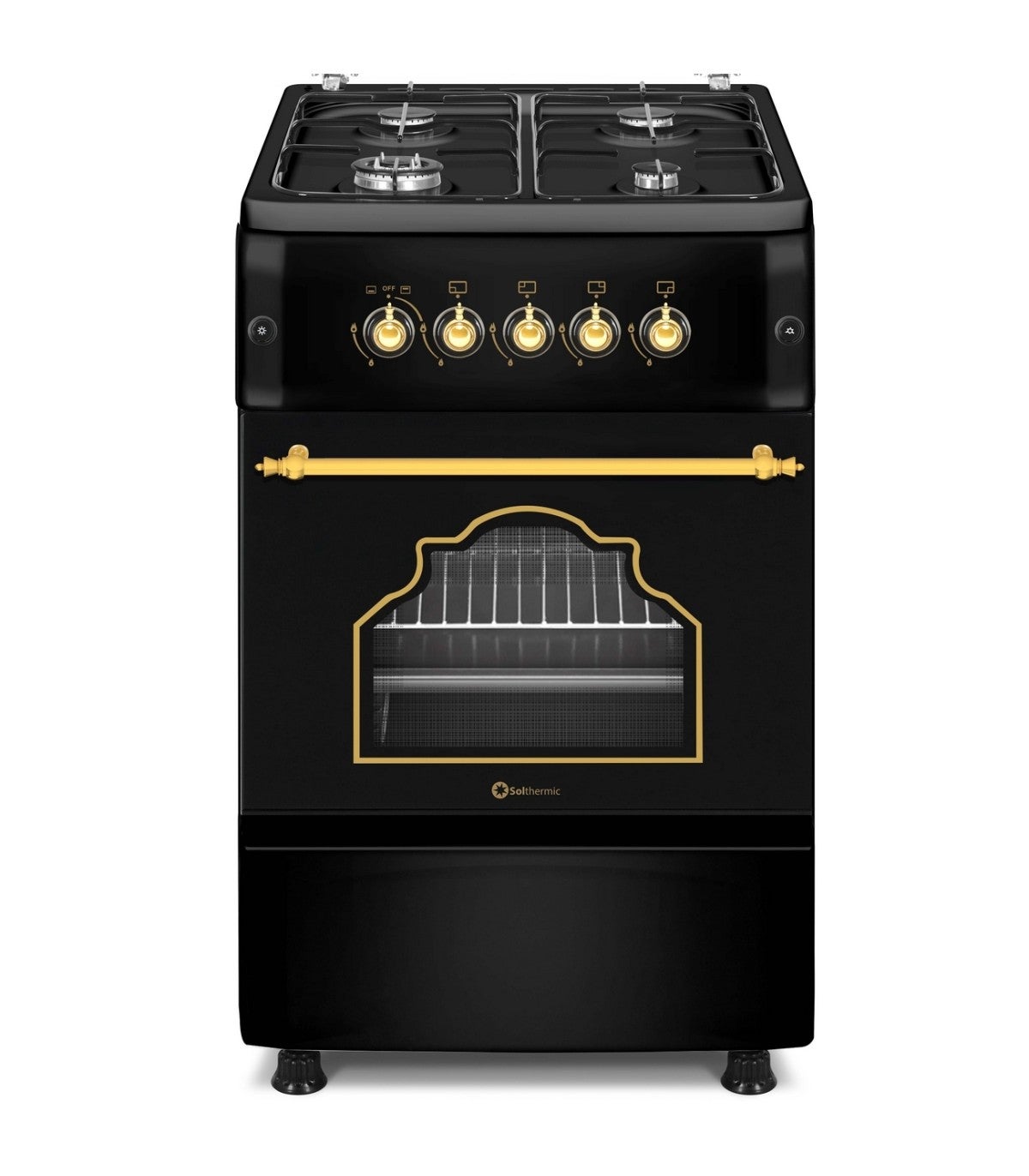Solthermic cocina gas negra rústica 50x55 f5s40g2rb