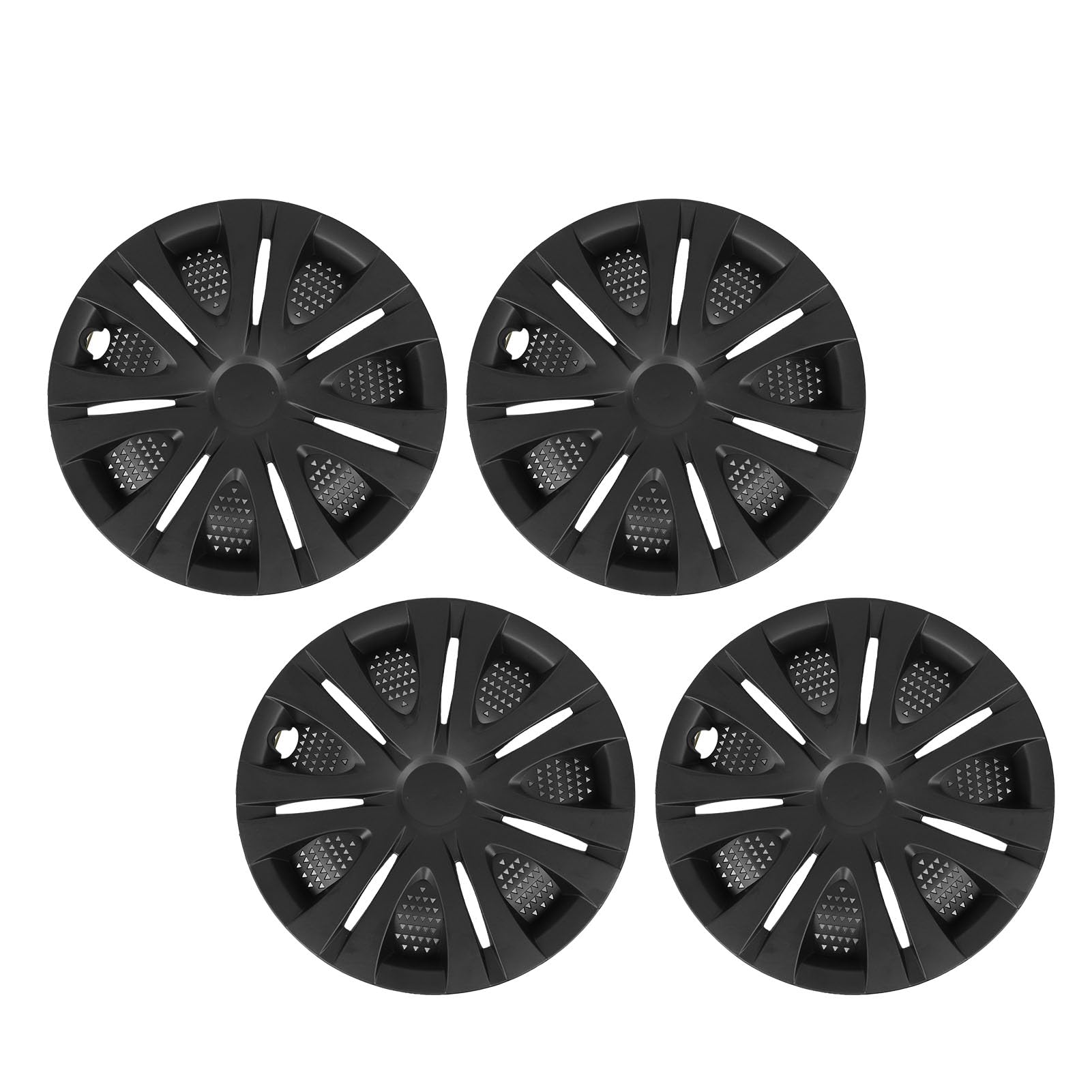 Lot De 4 Enjoliveurs Noirs Mate 13 Pouces - Pour Jantes Acier Seat, Panda, Twingo, Corsa - Clipser Facilement