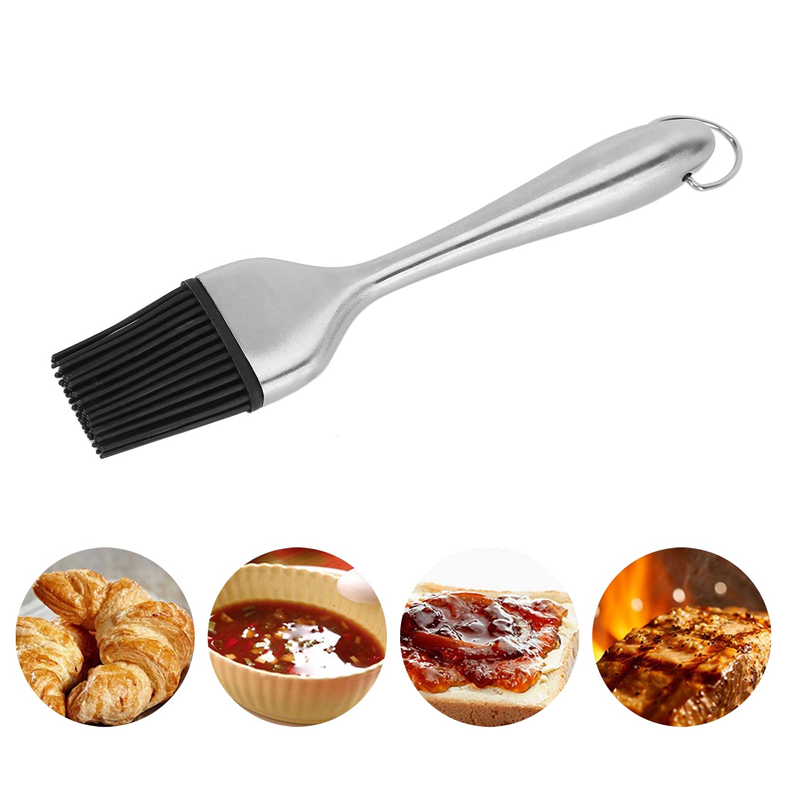 Pinceau à badigeonner en silicone, brosse à barbecue robuste, manche en acier inoxydable, haute température - 5