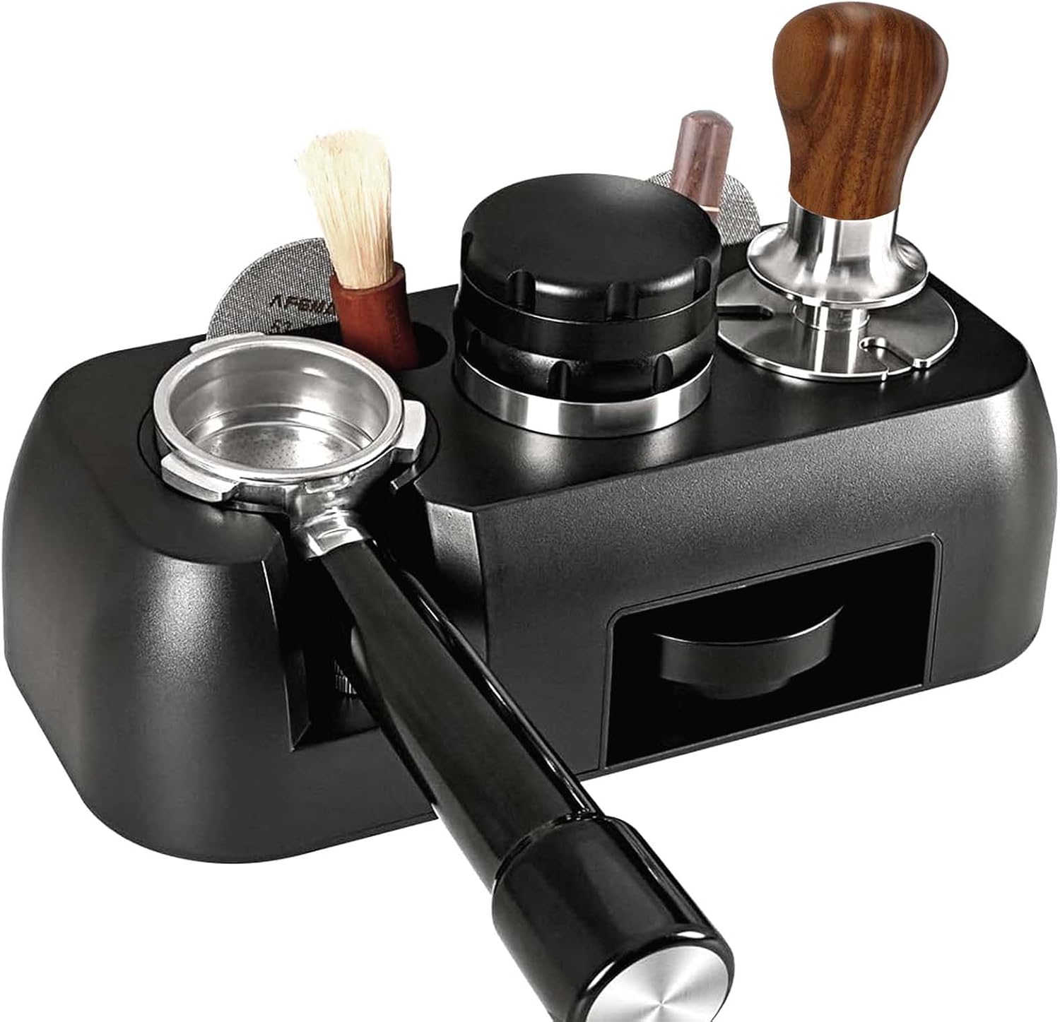 Station Tamper Universelle 51-58 Mm En Hêtre – Support Barista Réglable Pour Porte-Filtres & Accessoires Espresso