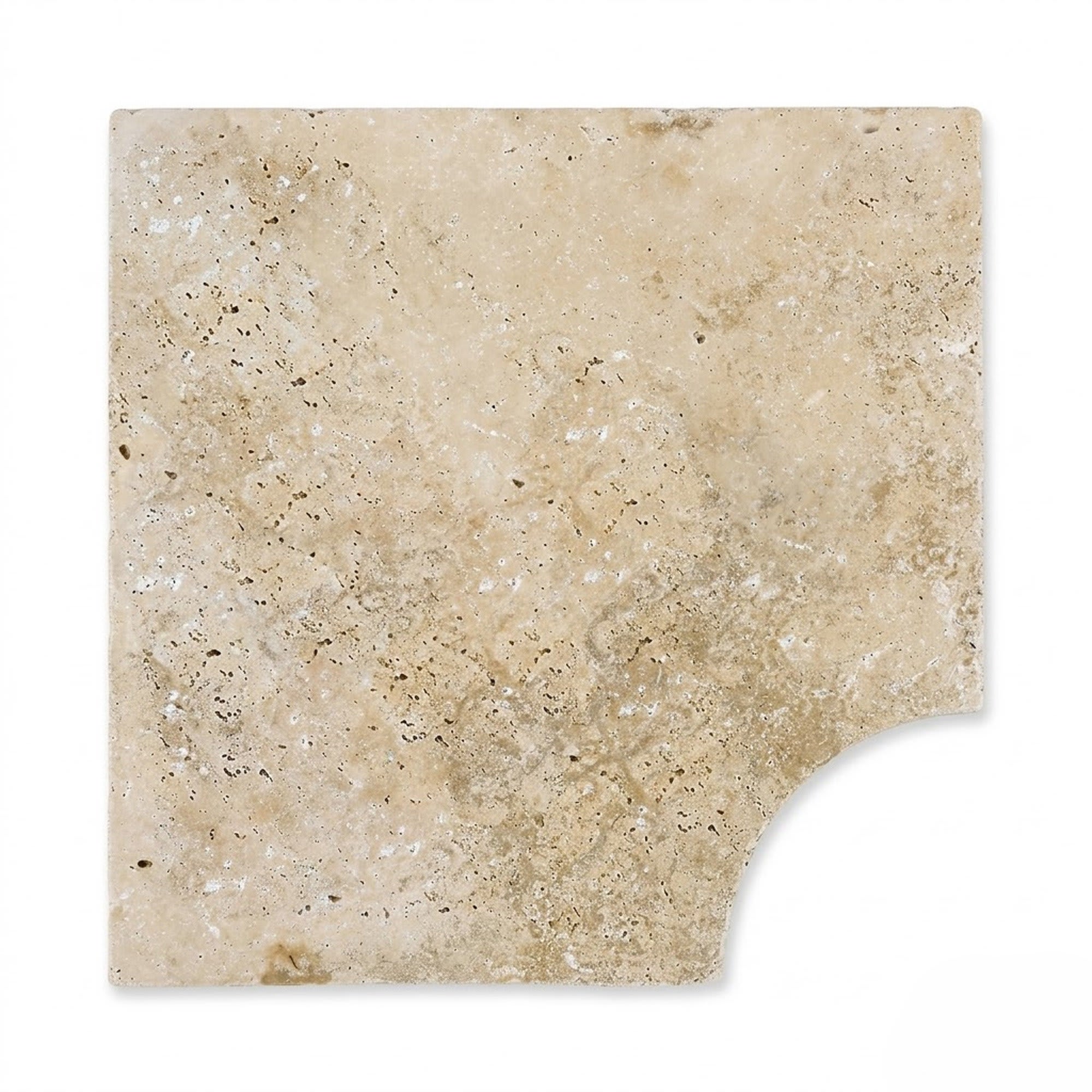 Margelle angle rentrant Travertin Beige Nuancé 45,5x45,5x3 cm Bord 1/2 Rond (à l'unité) - RO'MA NATURE - 4