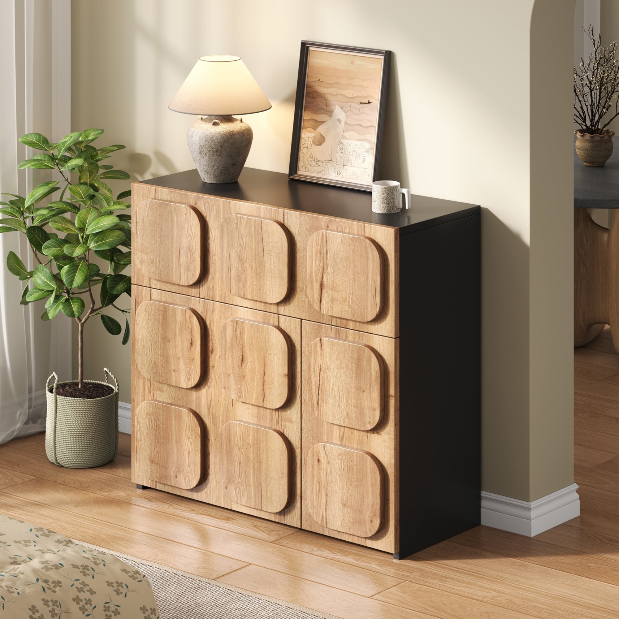 Credenza retrò modulare 5 scomparti legno ingegnerizzato legno naturale - 6