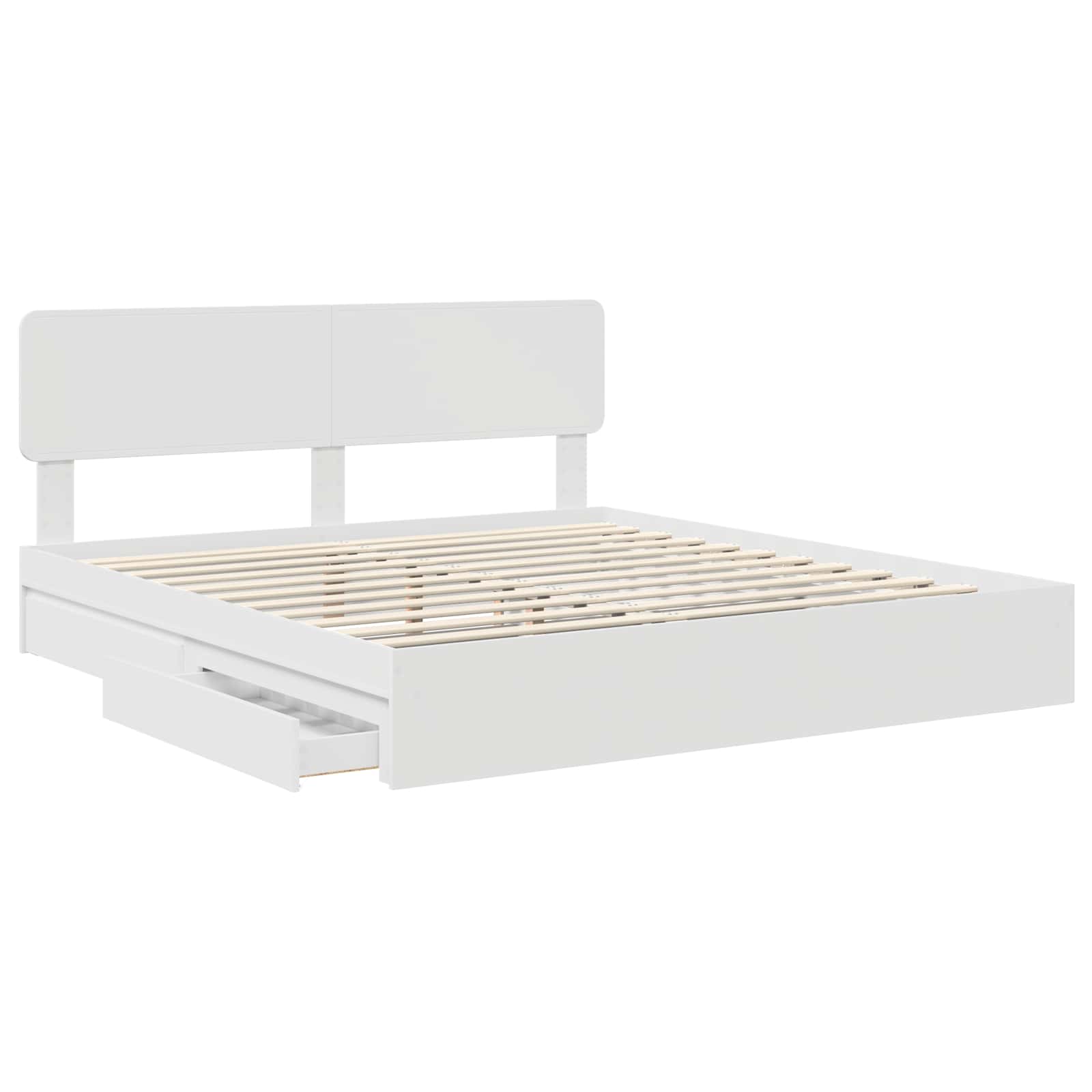 Lit de rangement réglable blanc 180 x 200 cm en panneau de bois - 5