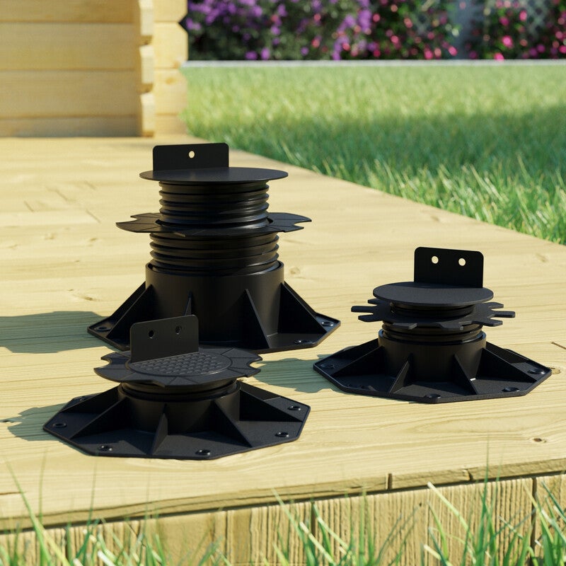Supporto regolabile da 60 a 138 mm per terrazze in legno e composito - Nero - 4