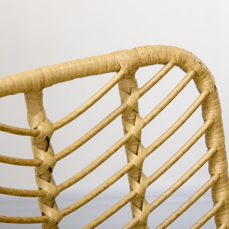 Juego de 2 sillas de comedor, silla de cocina con respaldo en aspecto ratán, acero, amarillo, 44x58x85cm para comedor - 7