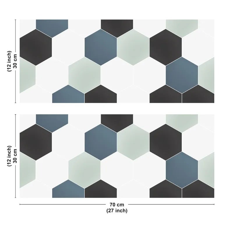 Crédence de salle de bain en PVC style carreaux de ciment bleu 140x30 cm (en 2 bandeaux) - Scandi - 3