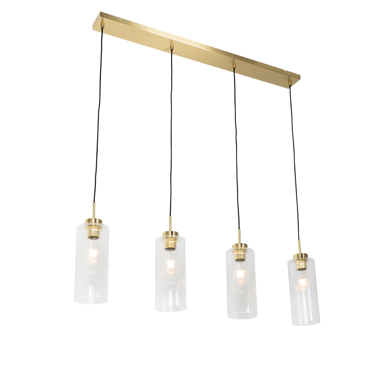 Lampa wisząca w stylu art deco złota ze szkłem 4-punktowa - Laura