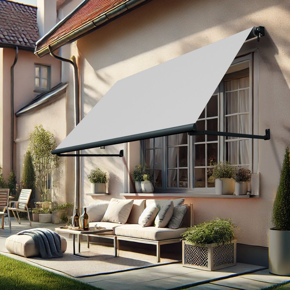 Milan - toldo de proyección (gris claro - gris antracito - 5.00m x 1.20m)