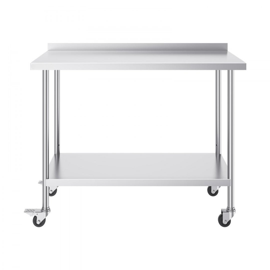 Tavolo da lavoro in acciaio inox 610x1219mm con ruote, ripiano e altezza regolabile TEKMAQUINAS - 3