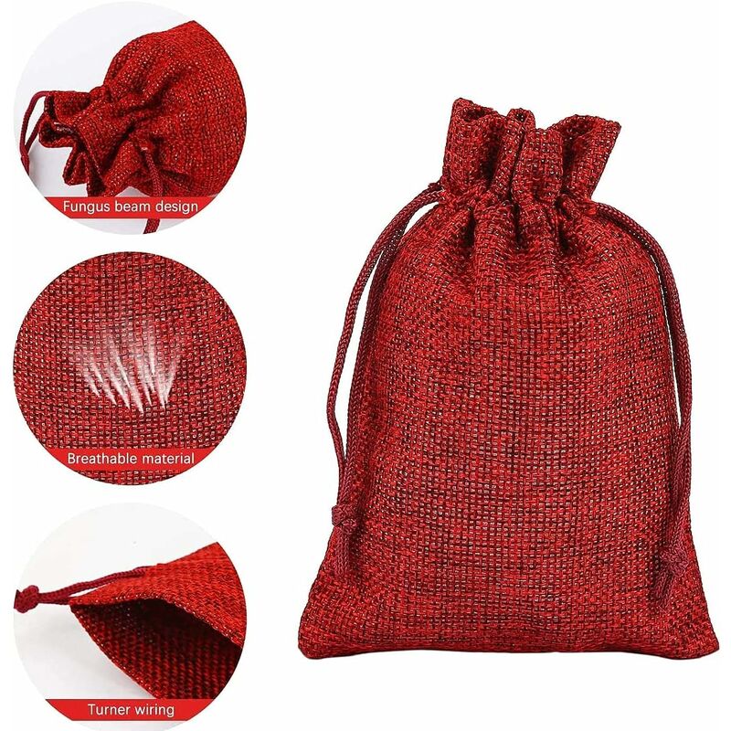 Sac à bijoux en toile de jute bijoux sac cordon Sachet sachet banquet ...