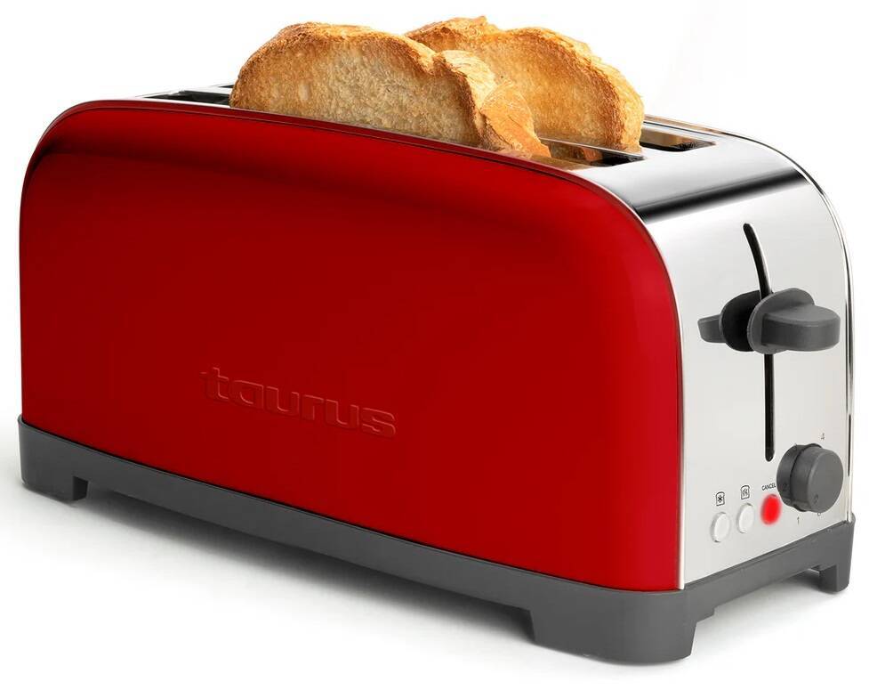 Tostador Taurus Ranuras Largas 1400W Rojo Vintage 960654 Leroy