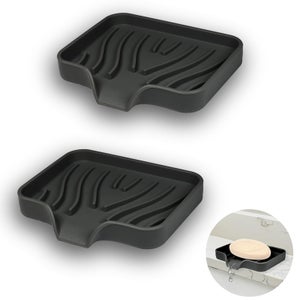 2 Pièce Porte Savons Silicone, Porte-Savon en Silicone avec Trous de Drainage et Motifs Antidérapants - pour Salle de Bain, Douche et Cuisine