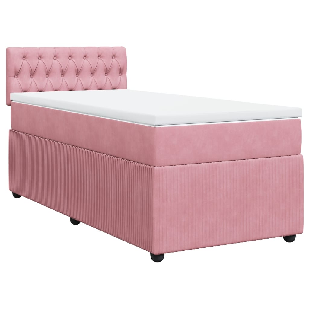 Lit Adulte Lit Simple Sommier Lattes De Lit Avec Matelas Rose X Cm Velours Cfw