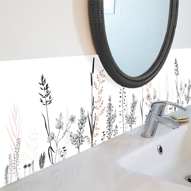 Juego de 2 tiras adhesivas de pvc para baño - 2 x (70 x 30 cm) - 99deco - vegetalist