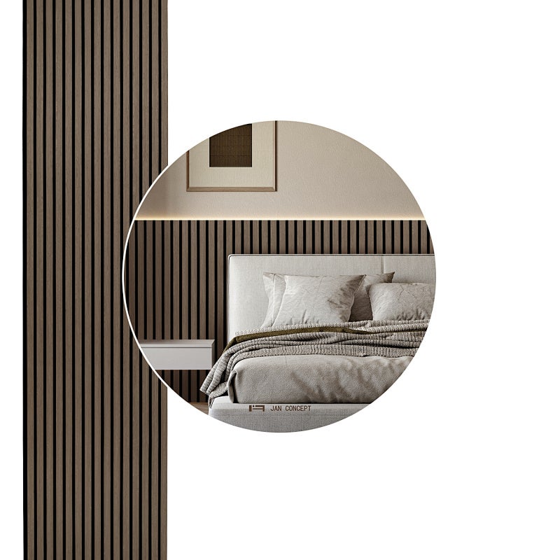 Zestaw 8 paneli akustycznych Ciemny orzech 120x60 cm, lamele ścienne MDF na czarnym filcu