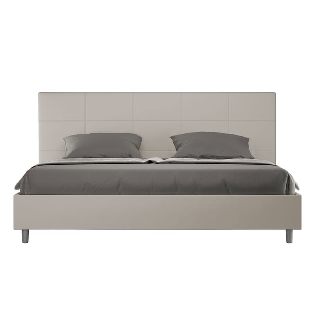 Letto matrimoniale king size contenitore imbottito 200x200 similpelle tortora Mika