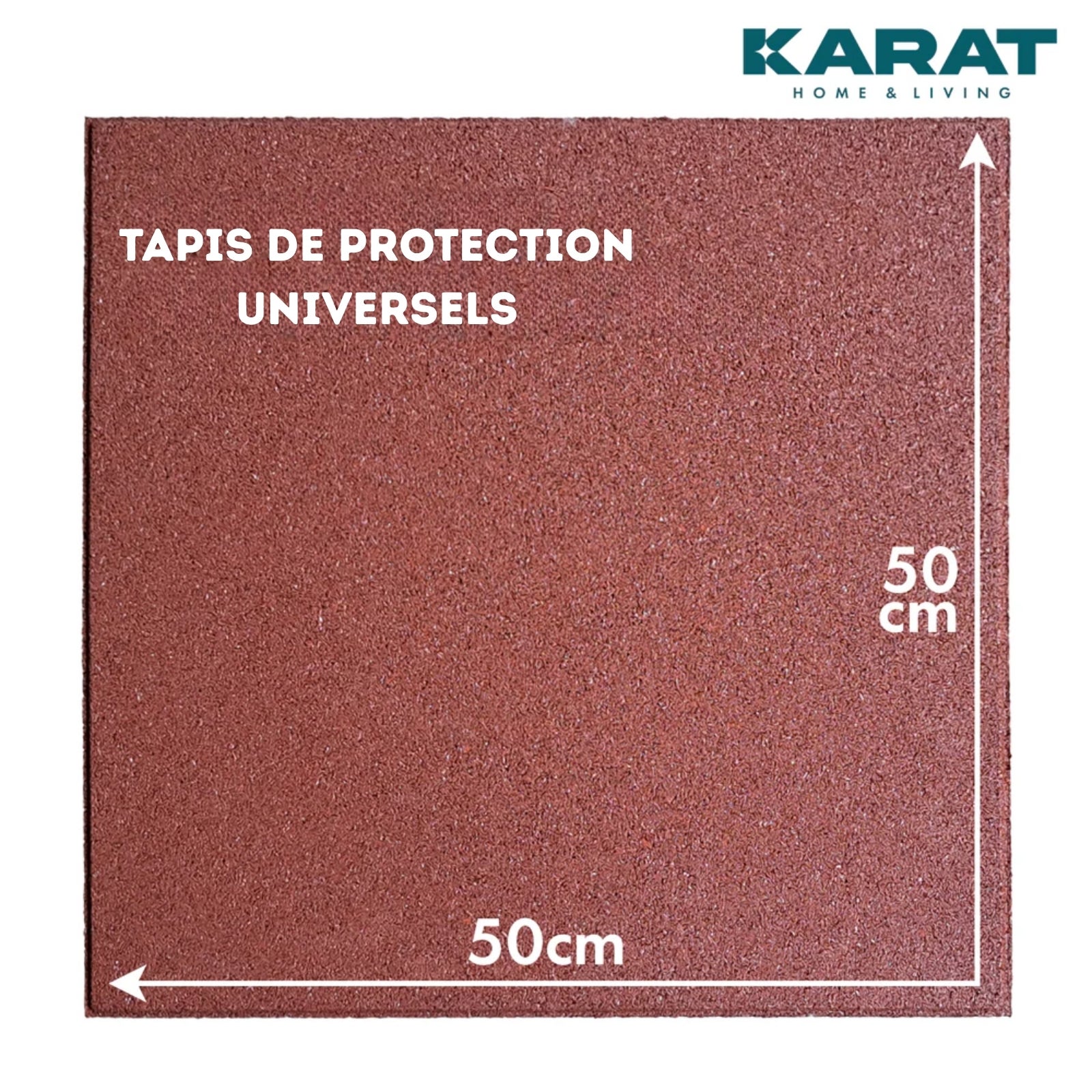 Dalle de sécurité pour aire de jeu et jardin, Résistant aux intempéries avec drainage 50 x 50 cm, Ep 40 mm, Rouge - 2