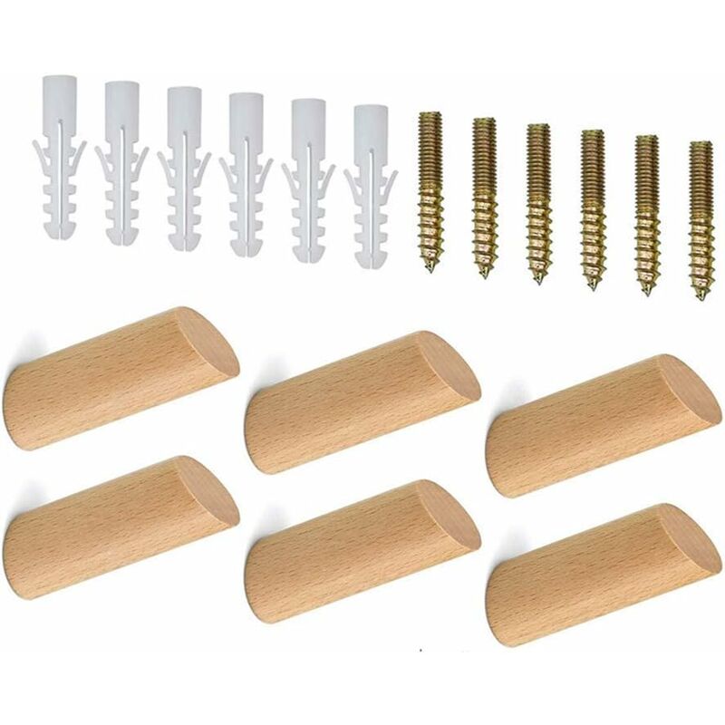 Vookkp 4 Pièces Patere Murale Bois, Crochets Muraux En Bois