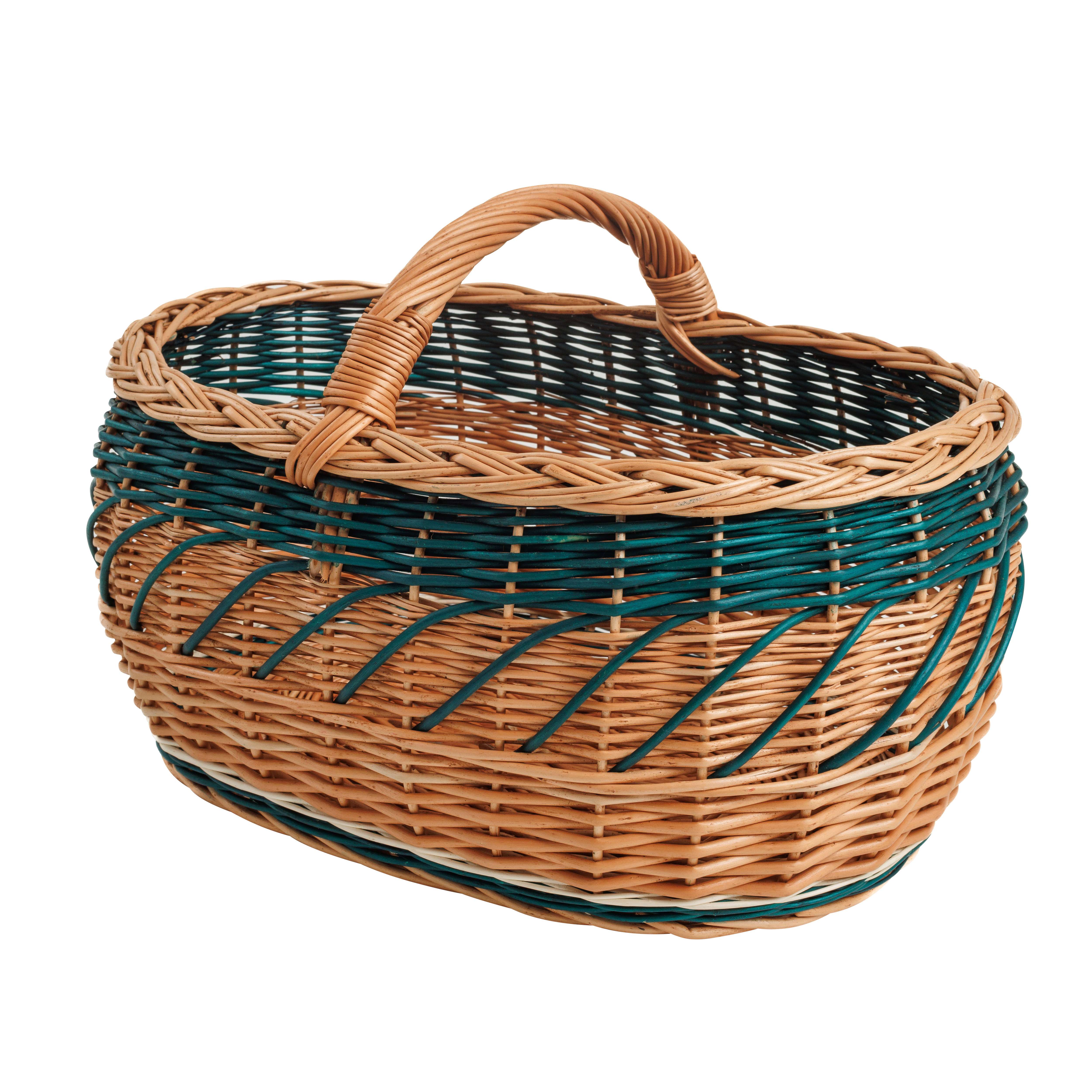 Panier en osier naturel BOGATECO avec anse Grand panier 45X30X23 Disponible en quatre couleurs Panier de rangement Panier de marche VERT Leroy Merlin