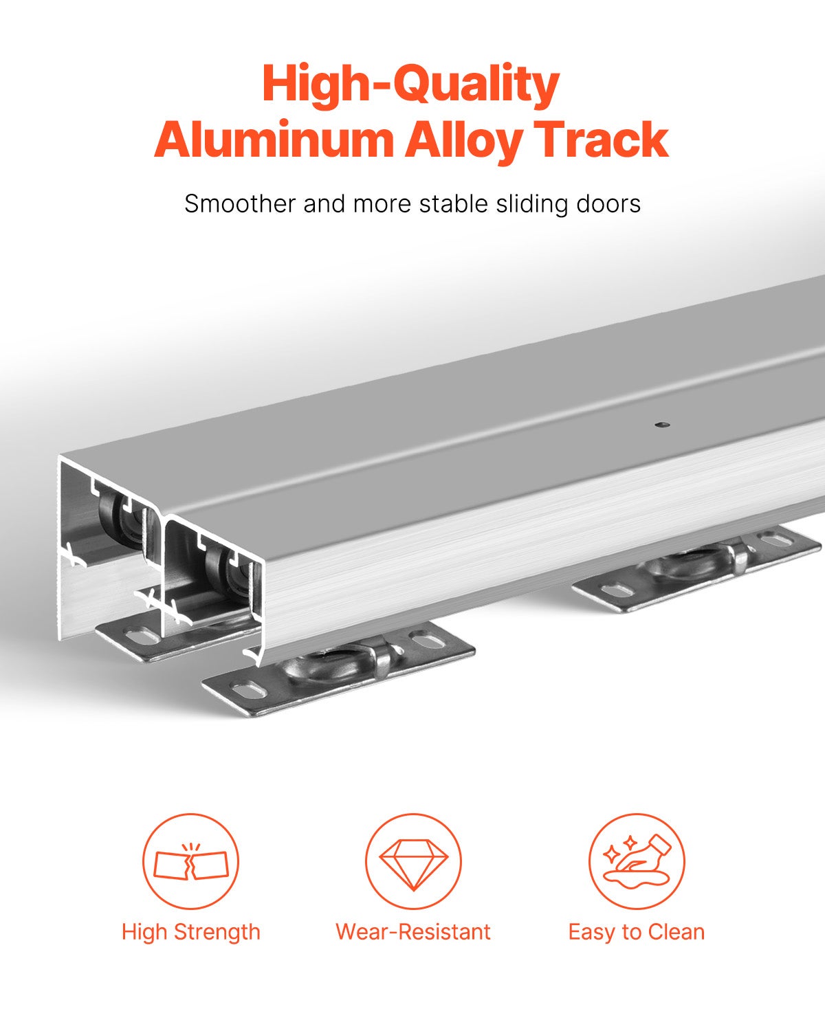 Zestaw prowadnic do drzwi przesuwnych, podwójne szyny, system drzwi przesuwnych 1828 mm VEVOR - 3