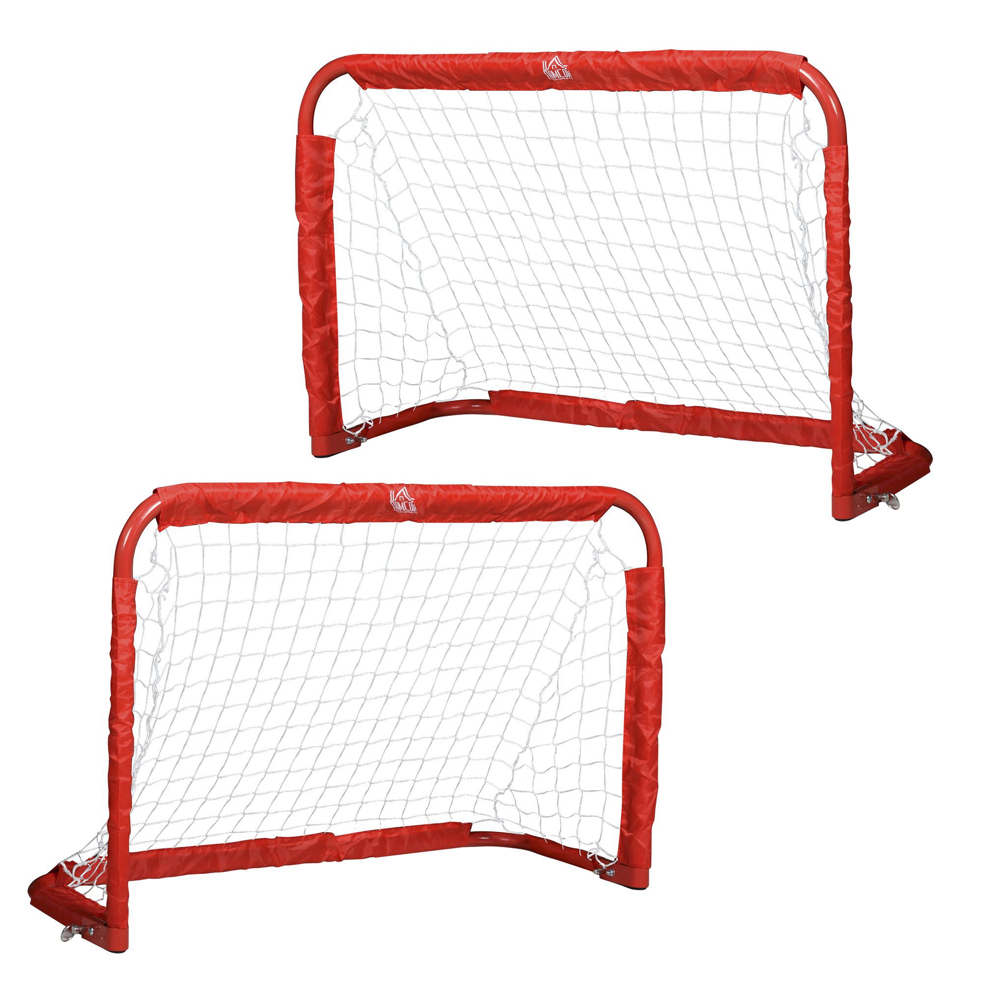 Conjunto de 2 Balizas de Futebol HOMCOM Vermelho Aço (Q195), tetrolon 90x36x60cm - 2