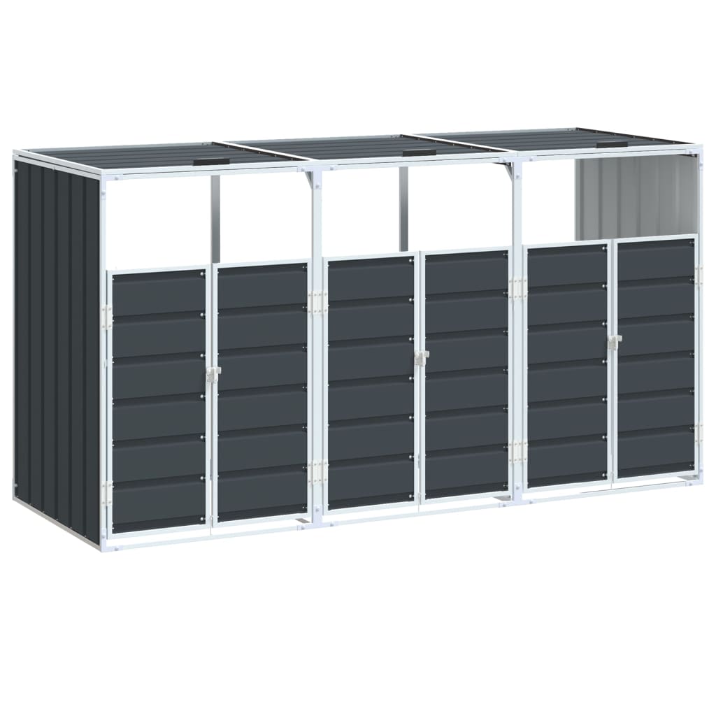 Rangement à roulettes pour poubelles pour trois bacs acier vidaXL - 2