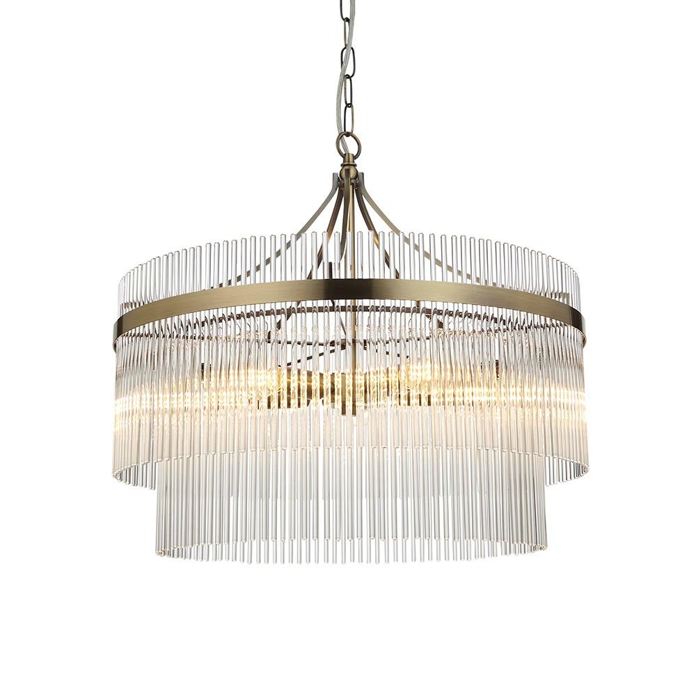 Lampa wisząca MARIETTA antyczna mosiężna 5xE14x15W szkło wym:200x50x50cm IP20 Endon