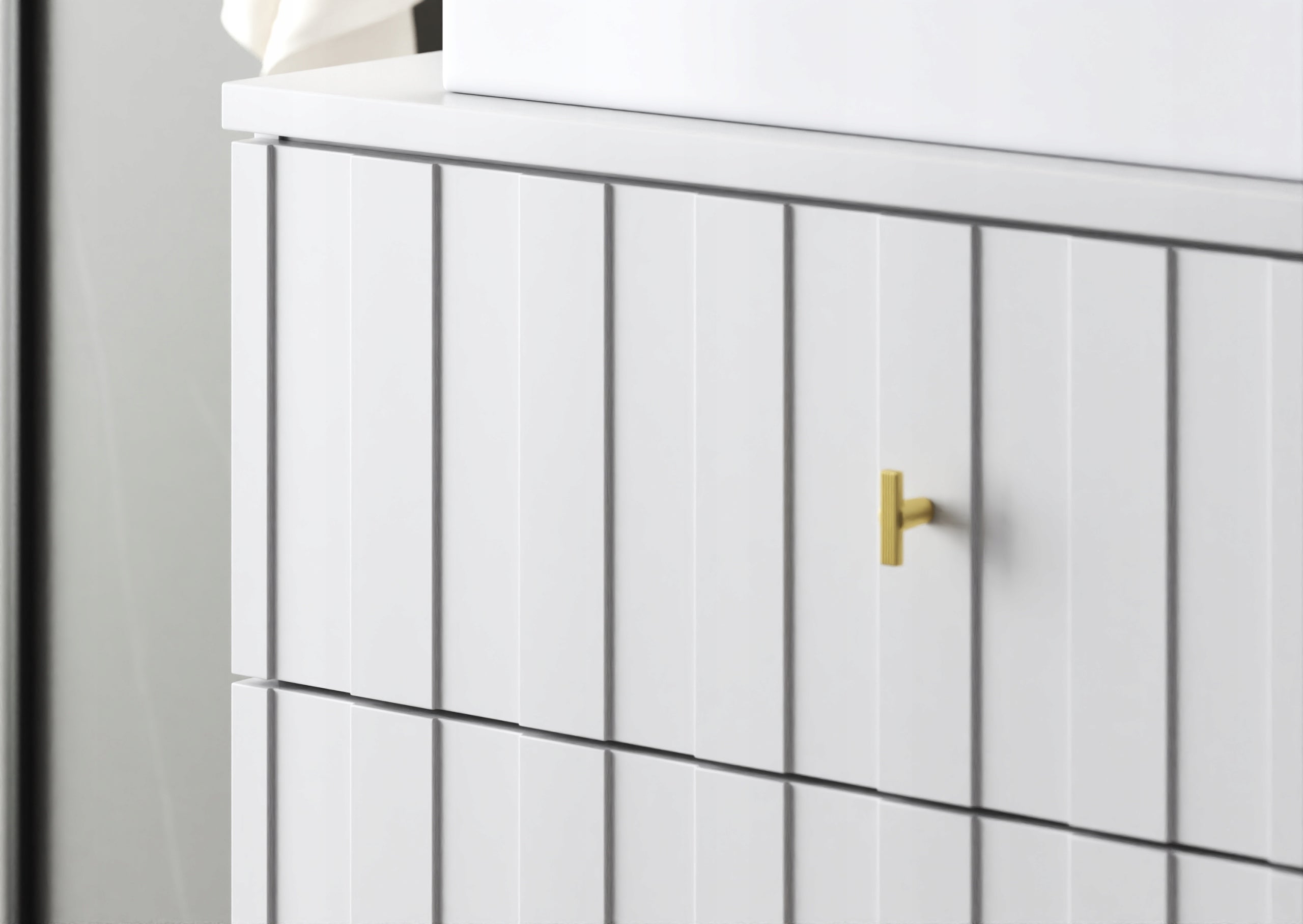 Szafka łazienkowa ELEGANTE 80 cm biała wisząca złote uchwyty mat - 8