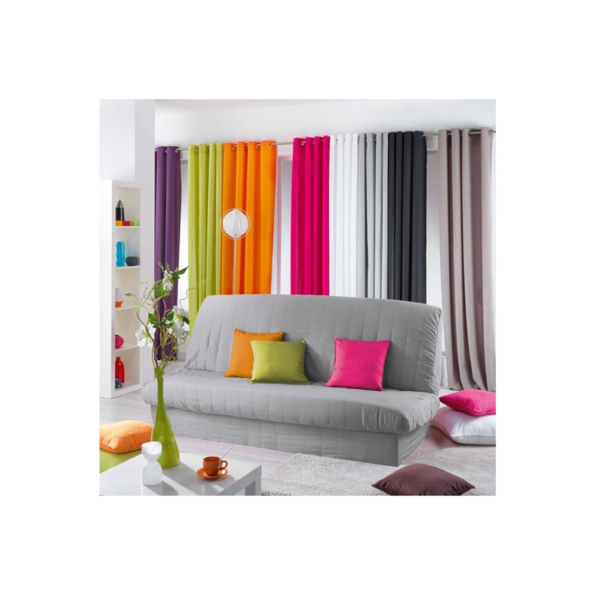 Housse de clic-clac matelassée - Gris clair - 140x200 cm - Polyester - 4