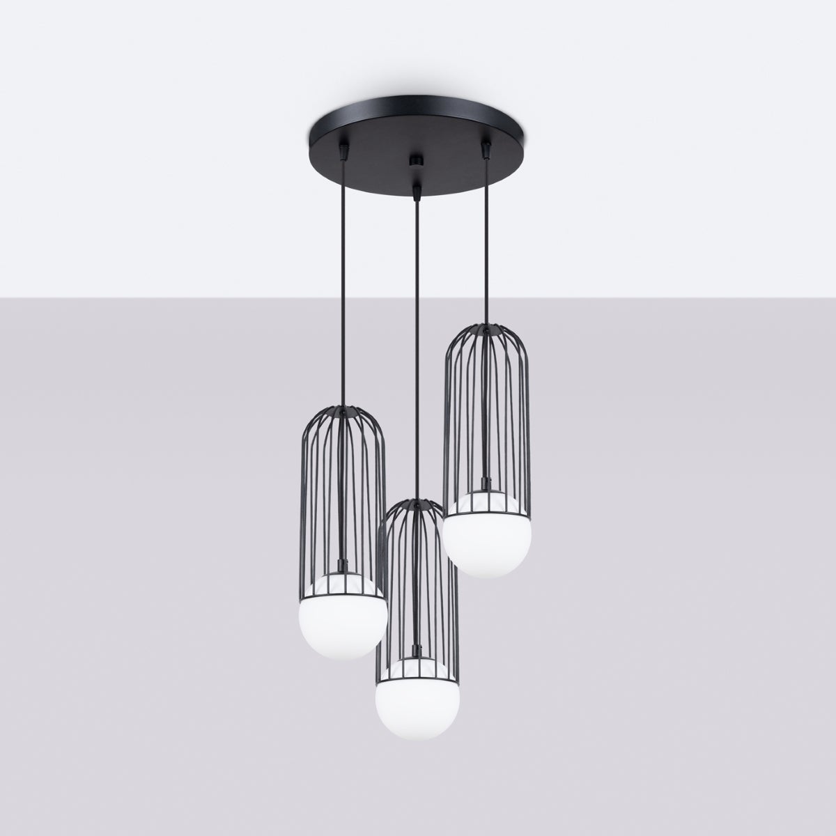 Lampa wisząca ZYNEX 3P czarna LED 4000K - 34x34x115cm Sollux