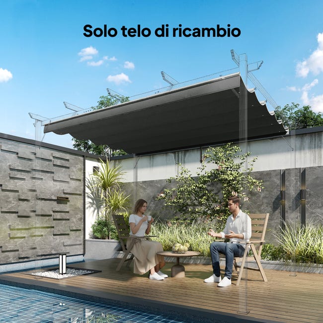 Telo Di Ricambio Copertura Tetto Per Gazebo Cadice Poliestere 3x3m Avorio - Foto 7