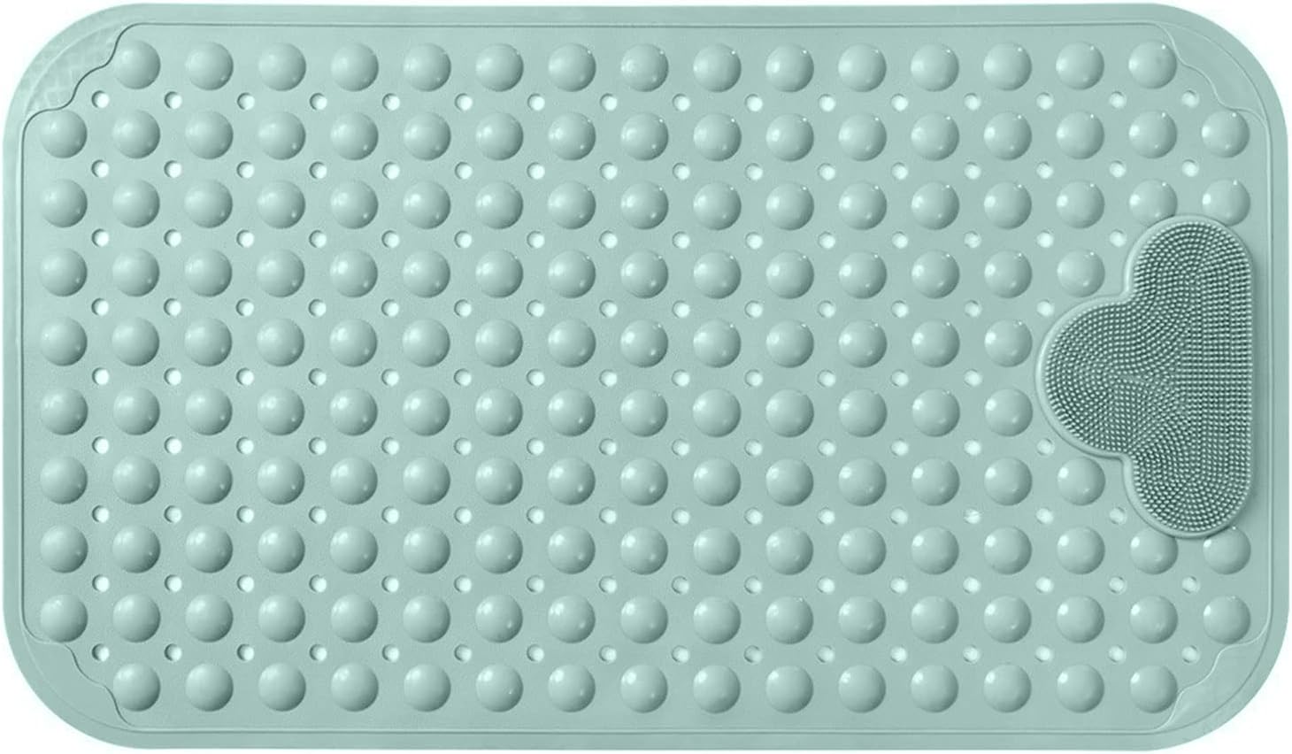 Mata prysznicowa antypoślizgowa z poduszką masującą, 80 x 50 cm, zielona, prostokątna, z tworzywa sztucznego TPE, nadaje się do prania w pralce